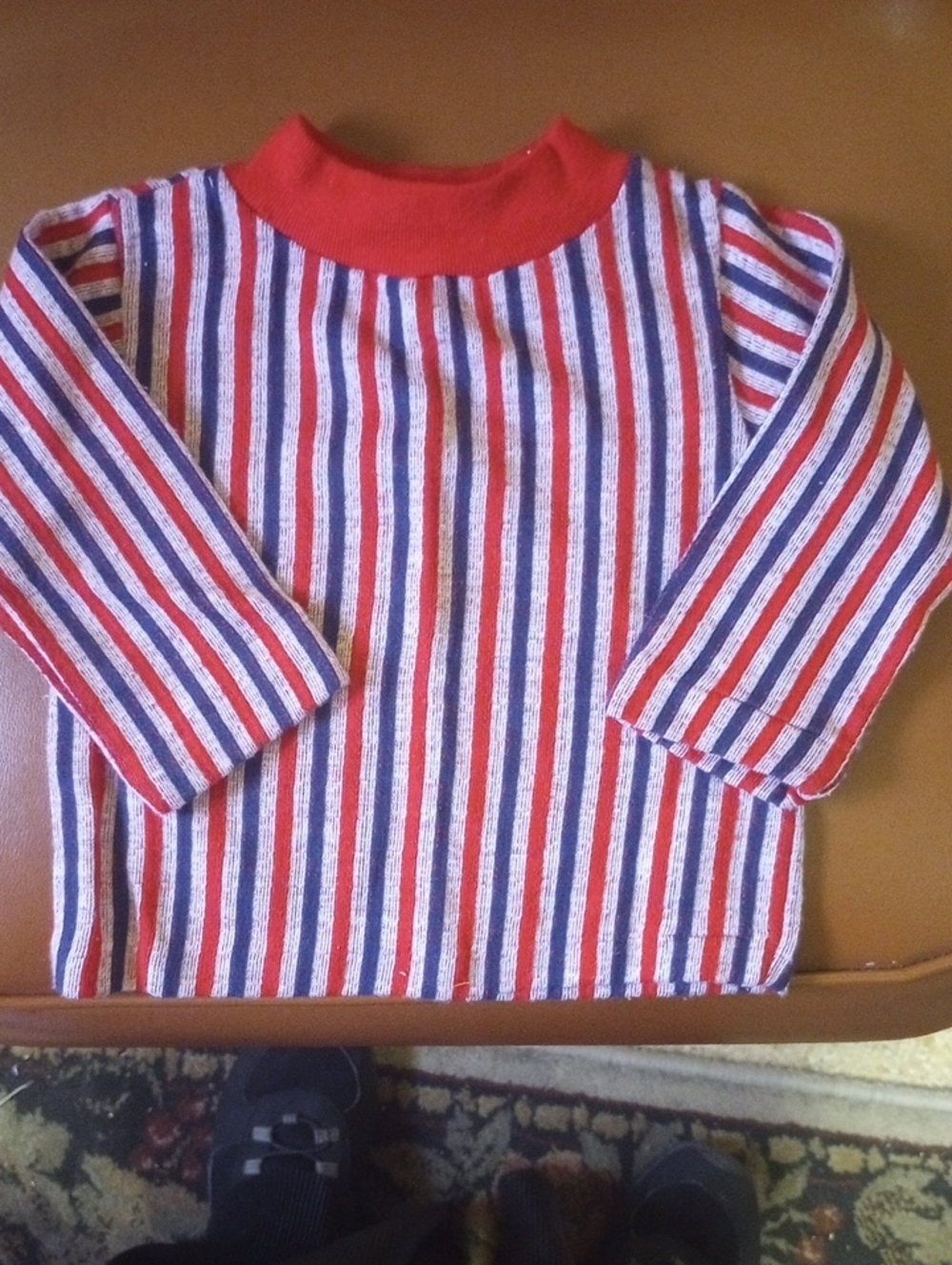 Lee Mar Vintage Retro Red White & Blue Striped Cotton Long-Sleeved Toddler Shirt